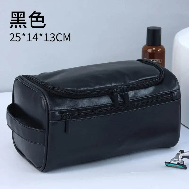 Men's Vintage Hanging Toiletry Bag – Large PU Travel Organizer Hanging Toiletry Bag Zpaxo Black-pu