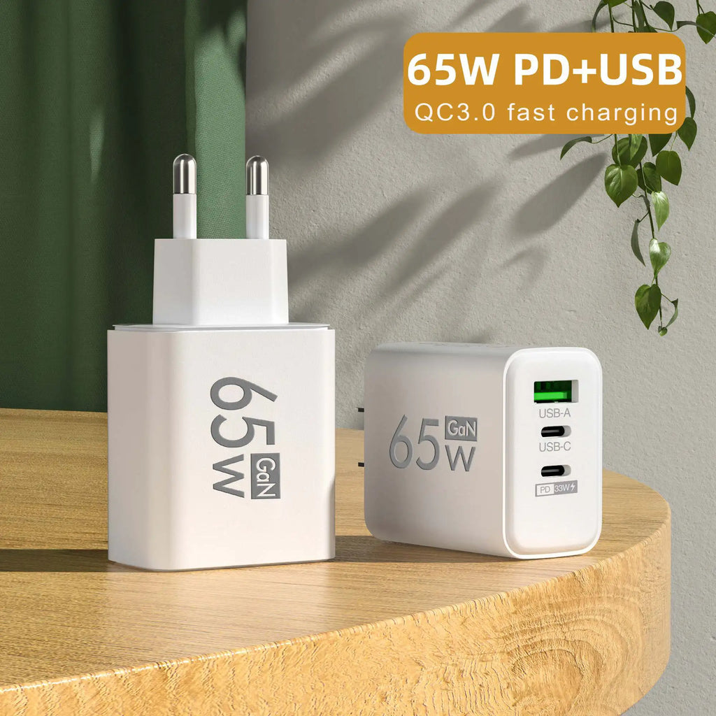 65W GaN USB-C Fast Charger | QC 3.0 Wall Adapter – iPhone & Android GaN USB-C Charger Zpaxo
