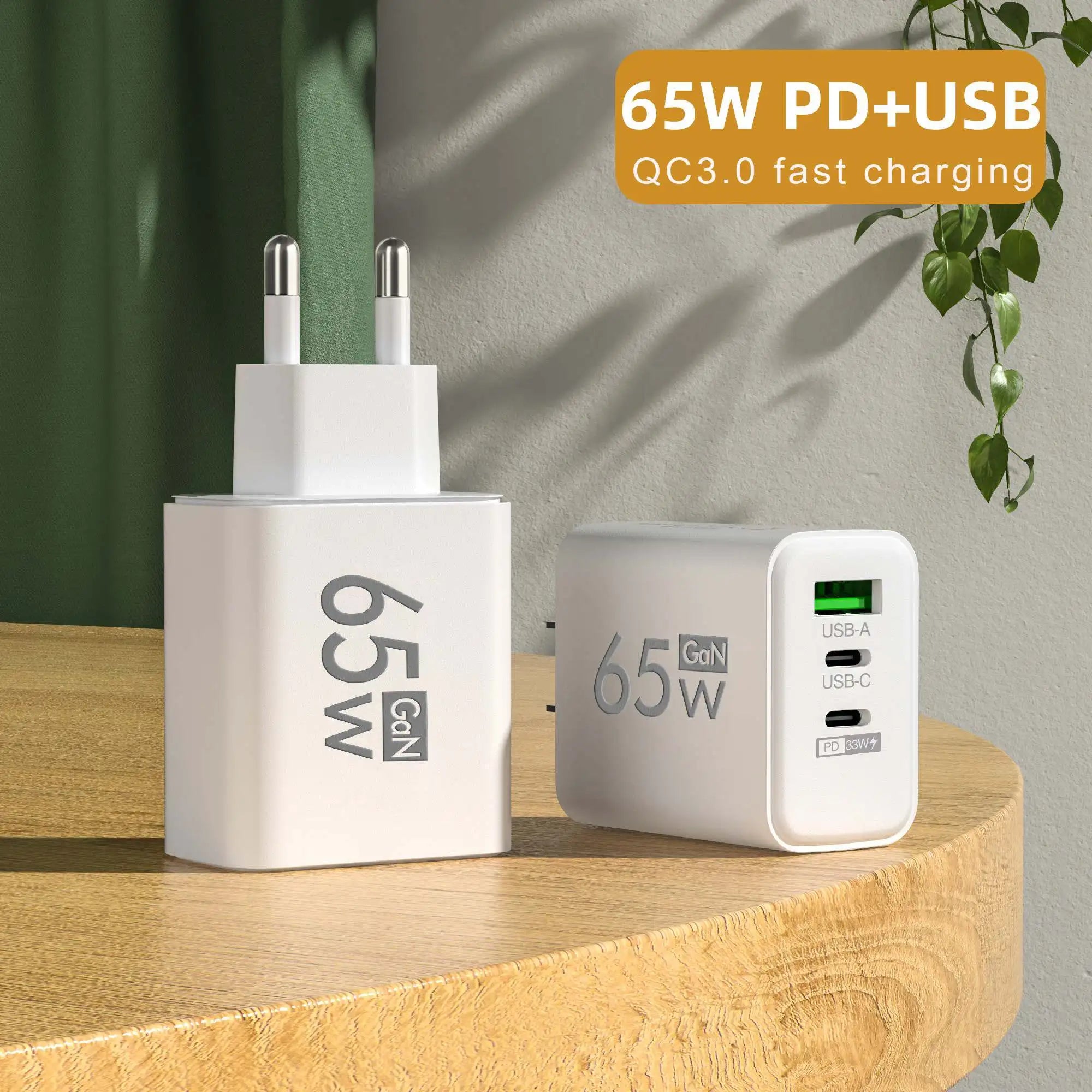 65W GaN USB-C Fast Charger | QC 3.0 Wall Adapter – iPhone & Android GaN USB-C Charger Zpaxo