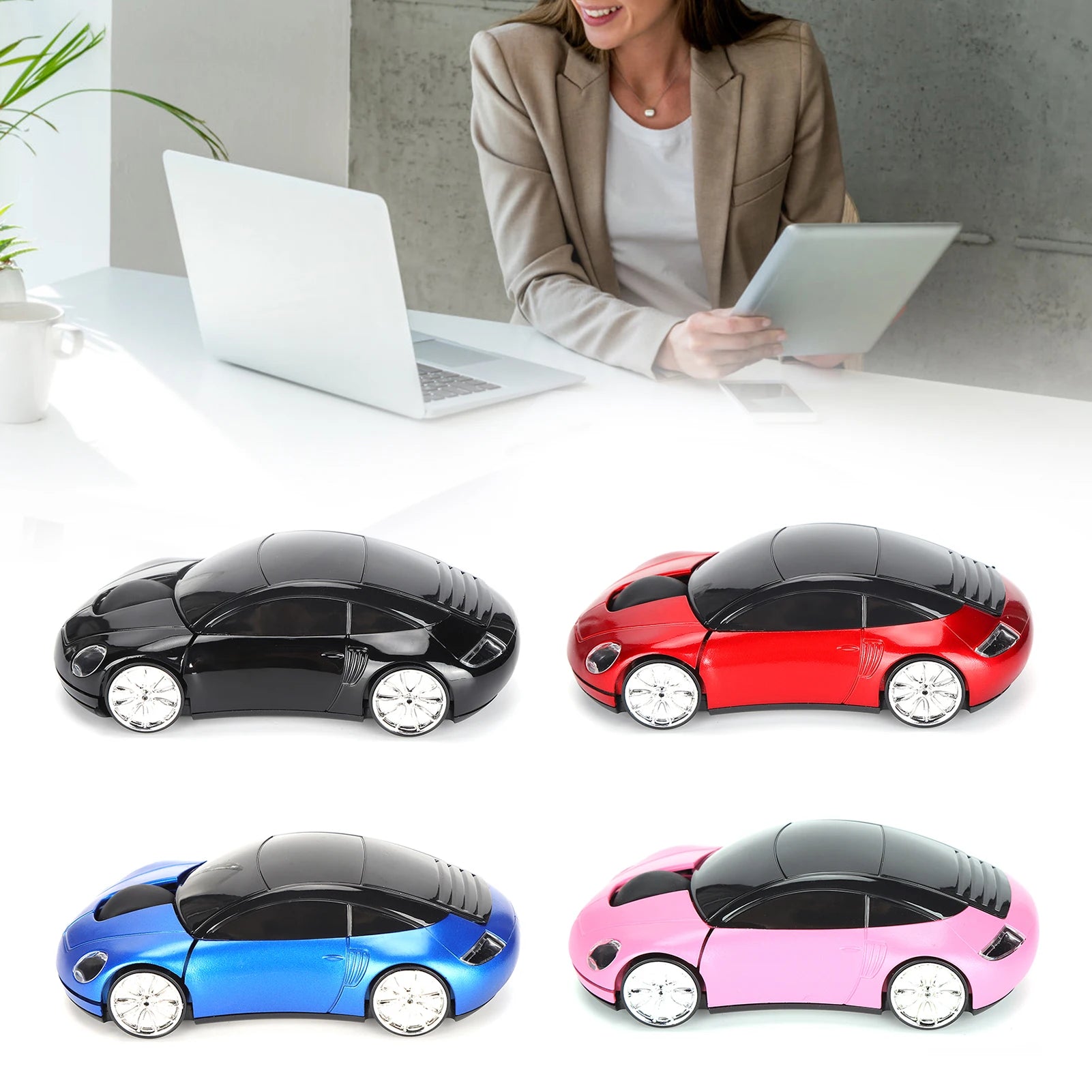 Laptop Mouse Smart Carshaped Portable Cordless USB Receiver Office