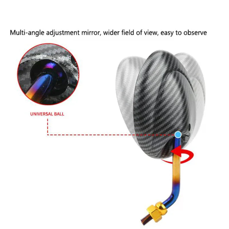 22mm Motorcycle Rearview Mirrors – Carbon Fiber Burnt Titanium Pair