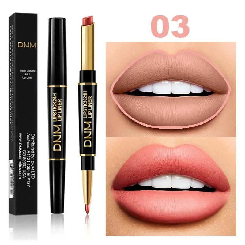 1 Matte Lipstick Pencil Double Ended Lip Liner Pen Red Nude Long Zpaxo 03