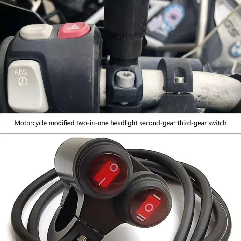 Dual Button Motorcycle Light Switch Waterproof Handlebar Mount Switch Button DC12V Headlight On/Off Switch Zpaxo