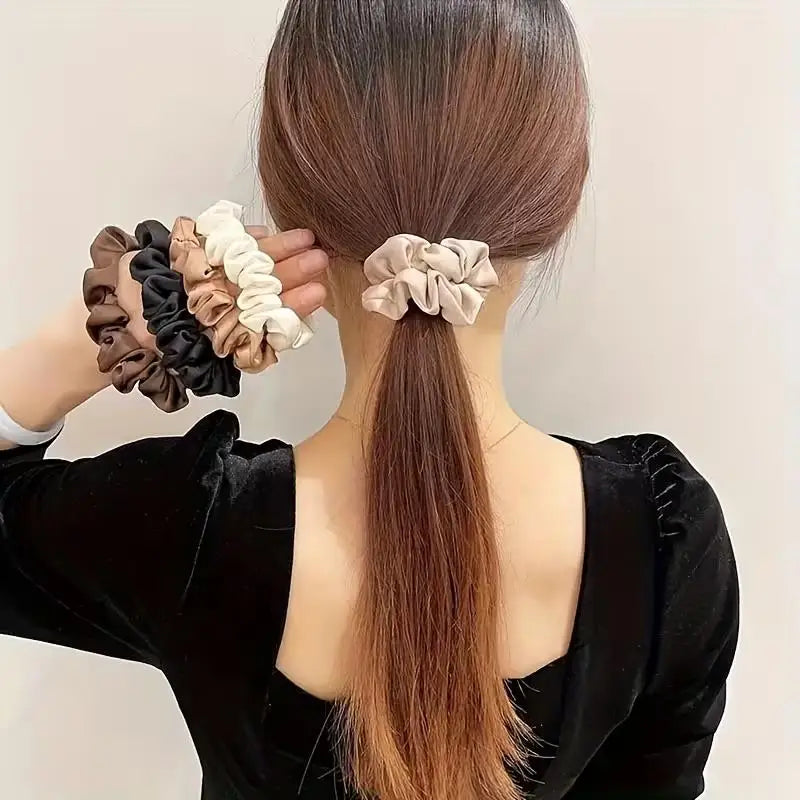 4pcs Vintage Silk Scrunchies – High Elasticity, for Home, Outdoor, Travel & Occasion, Chic Hair Tie Zpaxo