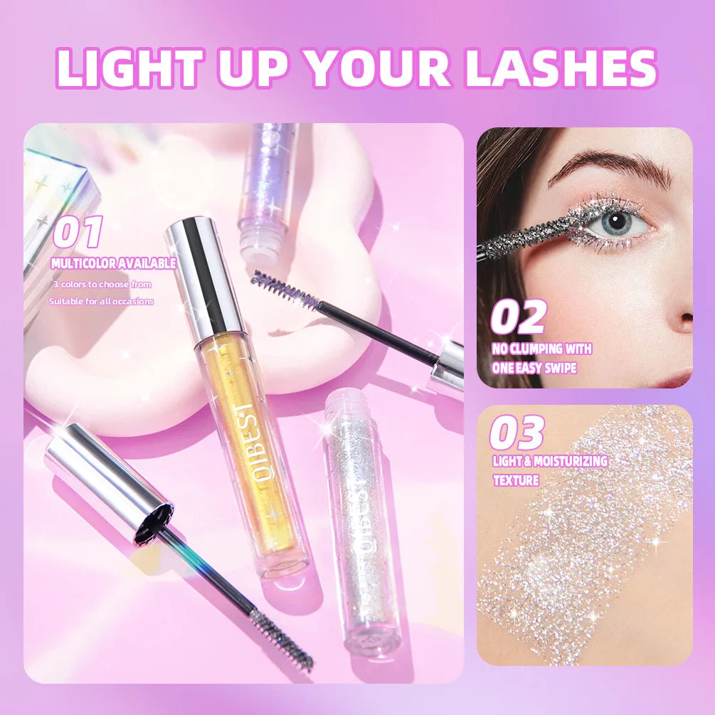 Sliver Gold Purple Glitter Mascara Quick Dry Long Lasting Waterproof Curling Thick Shiny Eyelash Fashional Sexy Diamond Mascara Zpaxo