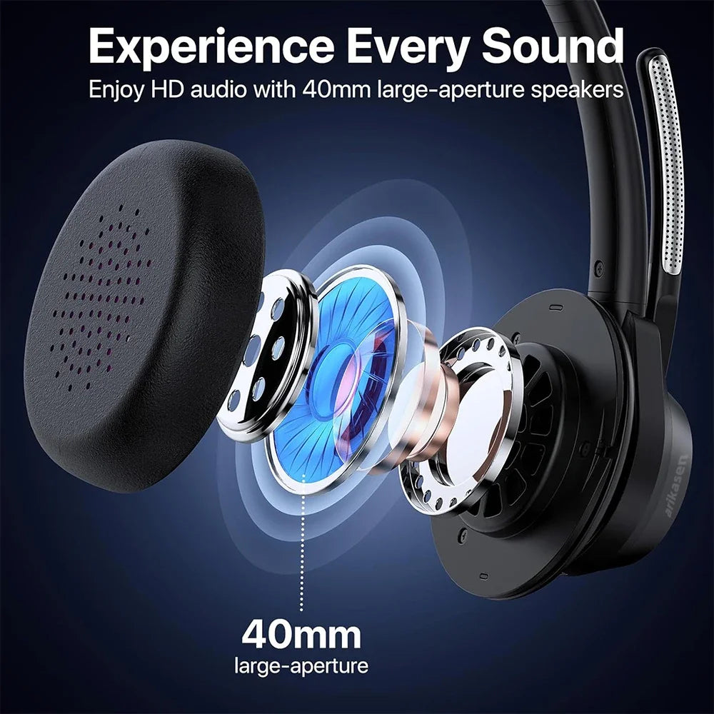 Bluetooth Headset Wireless V5 4 Headphones Microphone Noise Canceling