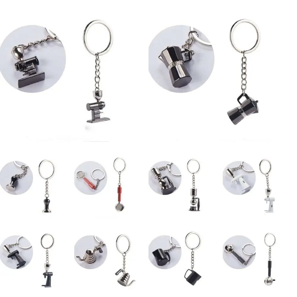 Zinc Alloy Niche Design Syphon Girl Gift Hanging Ornament Coffee Series Key Ring Bag Pendent Car Key Ring Coffee Pot Key Chain Zpaxo