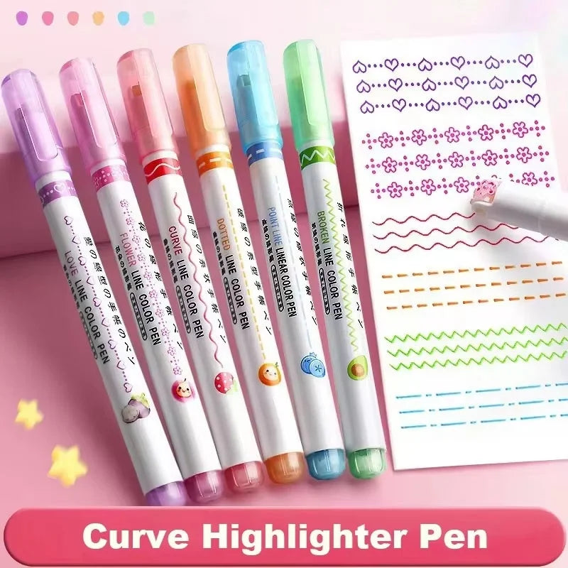 Flower Line Shape Highlighter Pen Journaling Drawing School Design Zpaxo
