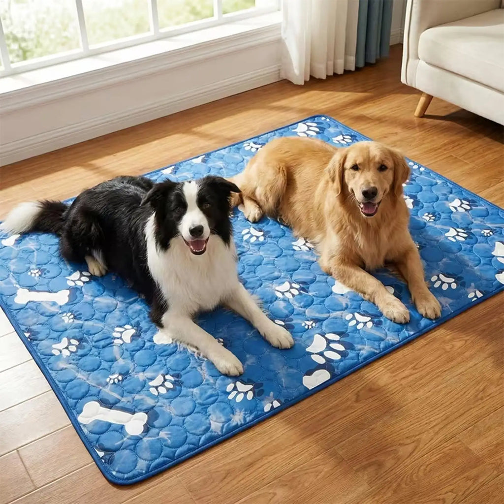 Dog Cooling Pad Non-slip Washable Portable Waterproof Bed Bone Pattern Dog Cooling Mat Outdoor For Indoor Outdoor Crate Kennel Zpaxo