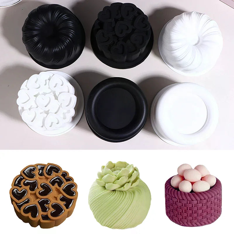 Round Rotating Heart Flower Basket Coil Texture Design French Mousse Zpaxo