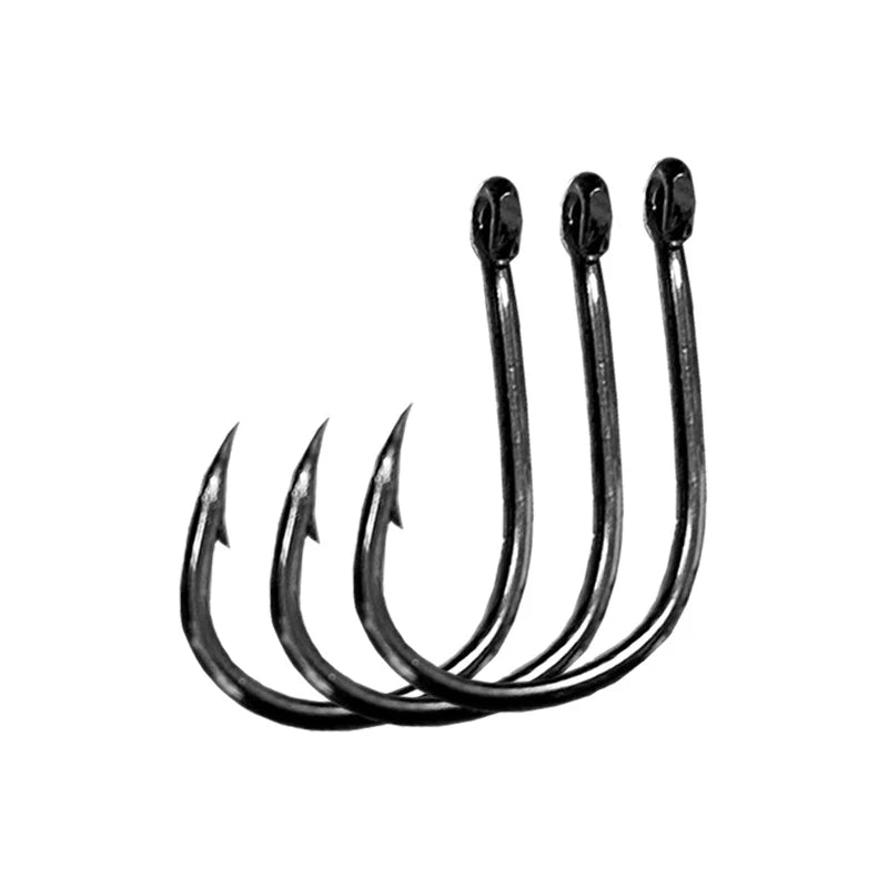 Silver Round Fishhook Sharp Strong 3 12 Jig Barbed Pesca Sea Fishing Zpaxo