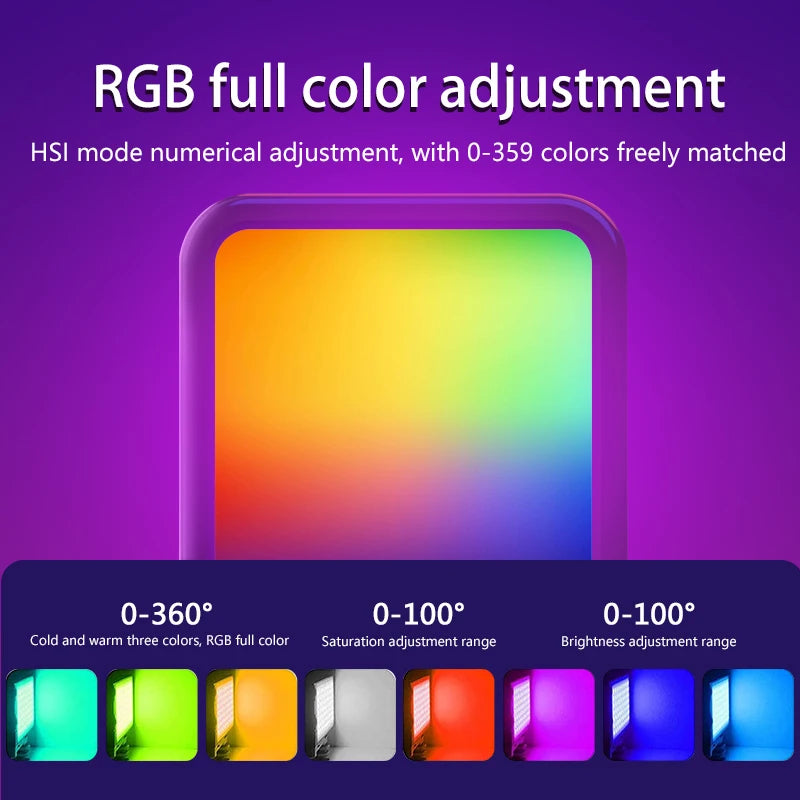 Full RGB Video Fill Light Mini LED Camera 1800mAh Rechargable Pocket Zpaxo