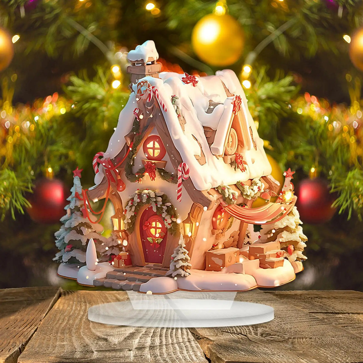 2D Acrylic Cottage Ornament LED Light Christmas Village Houses Zpaxo