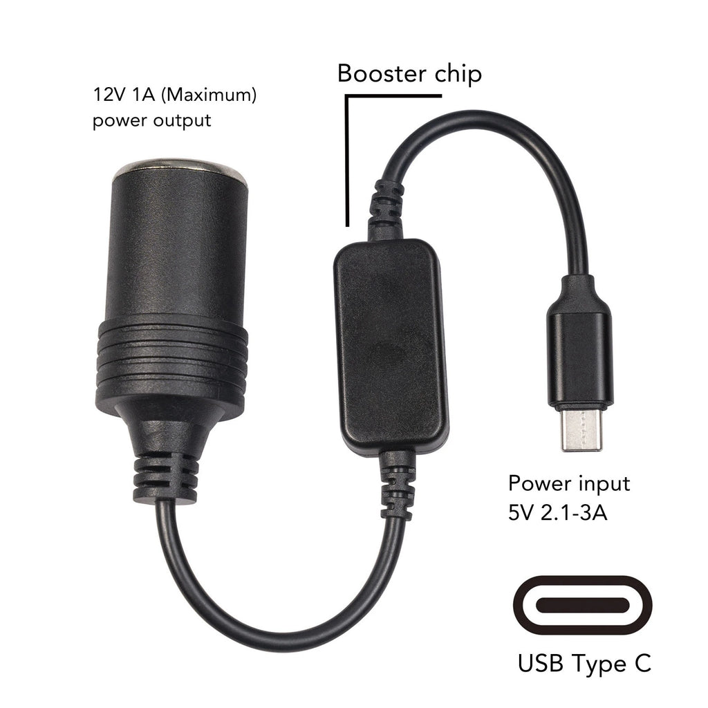 5V USB C Male 12V Car Cigarette Lighter Female Power Adapter
