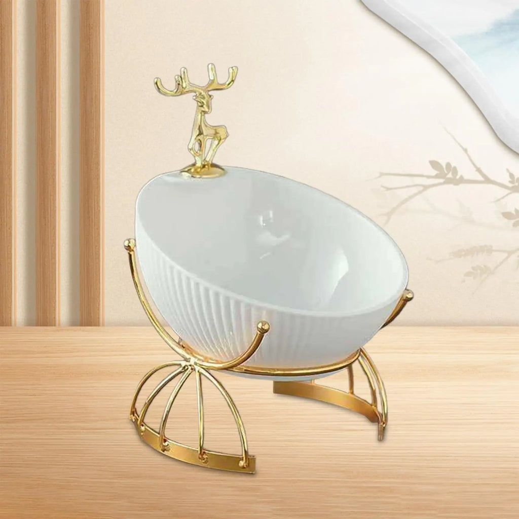 Deer Desk Storage Tray Statue Fashion Keys Holder Living Zpaxo White
