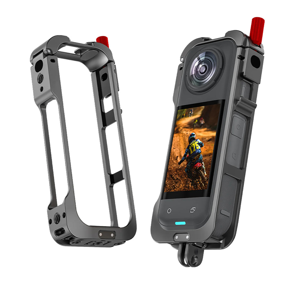 Aluminum Frame Cage Insta360 X5 Camera Metal Case Cold Shoe Housing