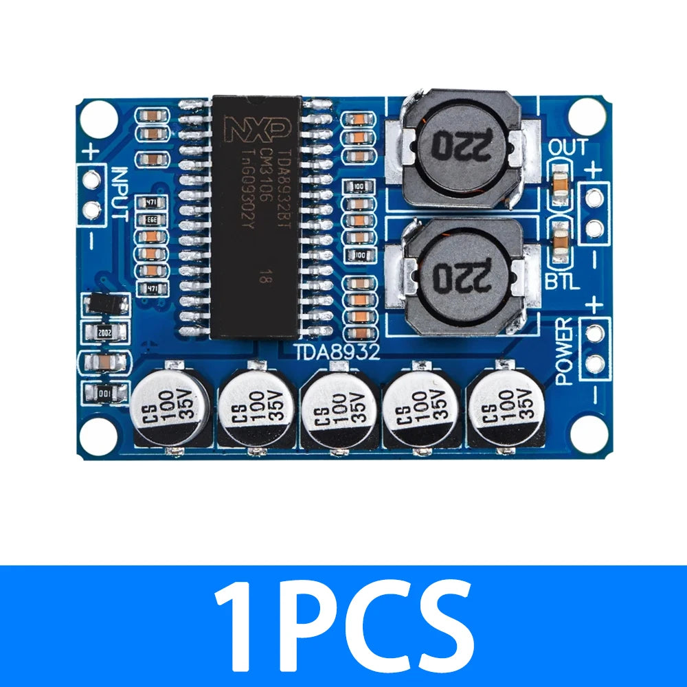 1pcs Digital power amplifier board module 35w mono amplifier module High-power TDA8932 low power consumption Zpaxo 1pcs
