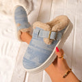 Winter Women's Round Closed Toe Comfortable Thick Sole Mid Heel Zpaxo LIGHT BLUE 39