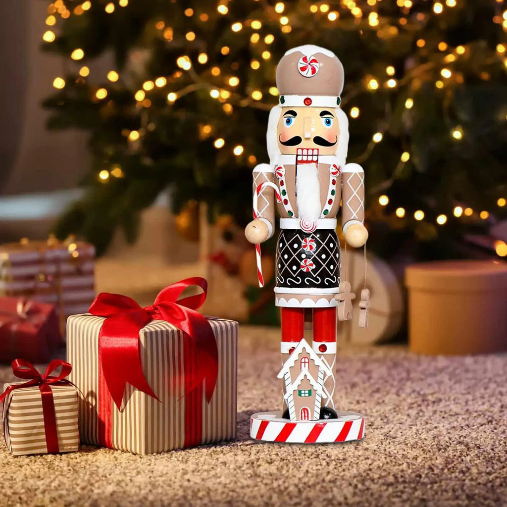 Gingerbread Christmas Nutcracker 14 Inch Wooden Gingerbread Man Nutcracker Soldier Collectible Christmas Ornaments for Table Zpaxo