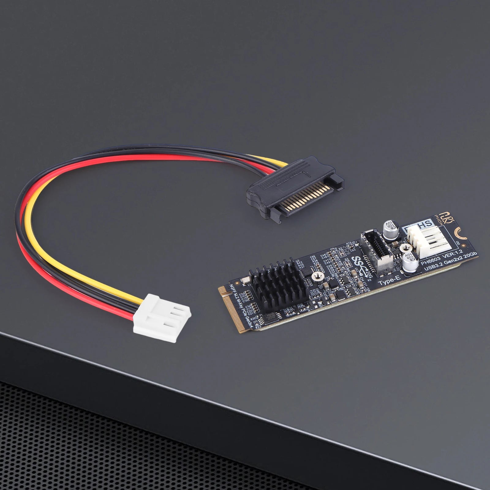 M 2 NVME MKEY USB3 Adapter 20Gbps Speed M2 Key PCIe Front Panel