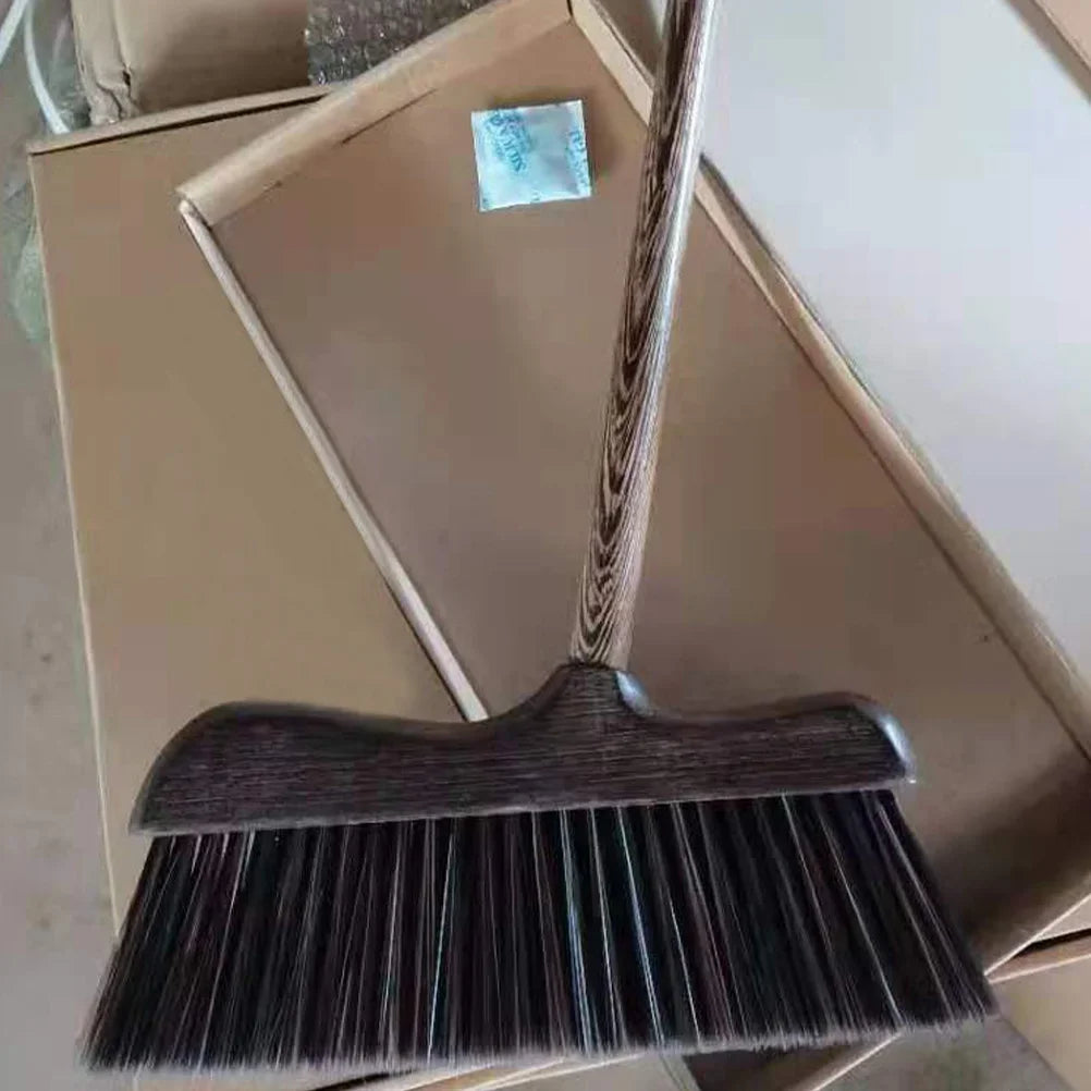 Angled Wood Handle Soft Bristle Broom – Indoor & Outdoor Angled Floor Broom Zpaxo