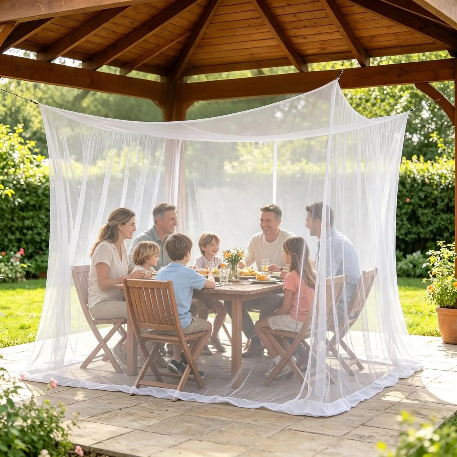 Four-Door Square Mosquito Canopy Net – Bed, Patio & Camping Mosquito Canopy Net Zpaxo