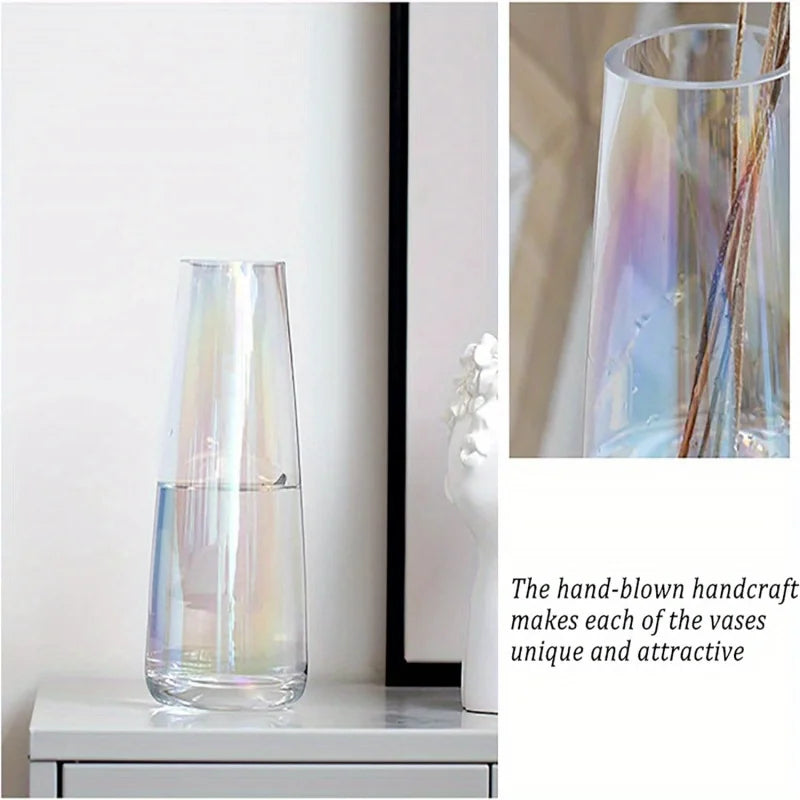Transparent Aurora Illusion Glass Vase Flower Arrangement Tabletop