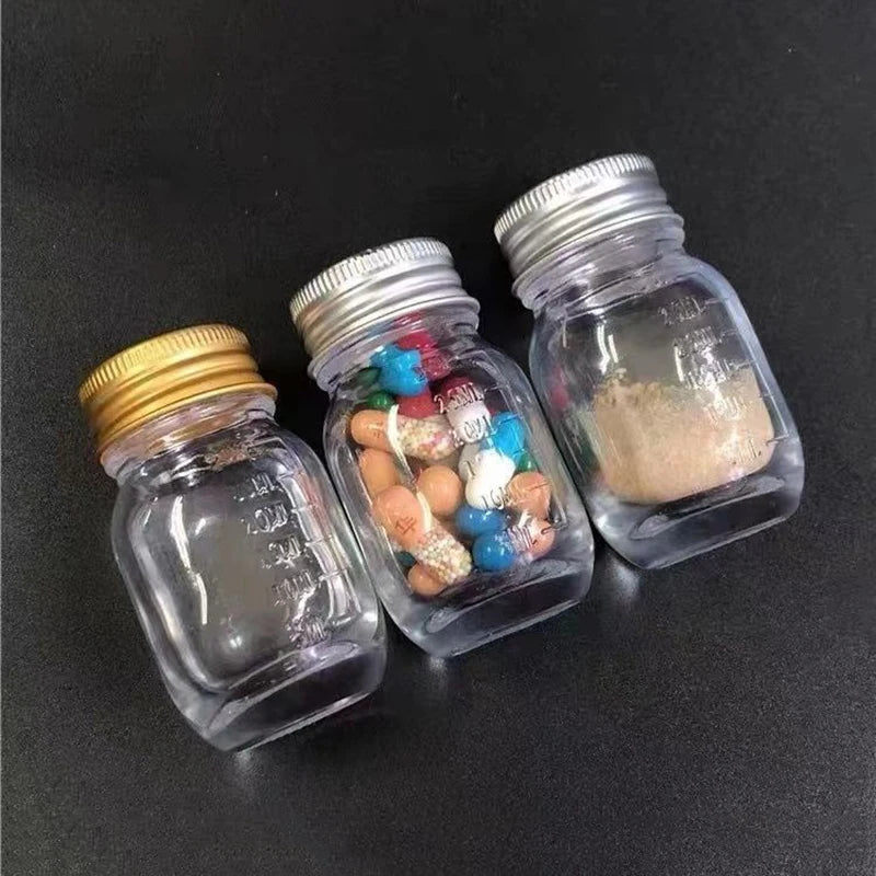 Glass Bottle Small Lid Medicine Powder Capsule Gold Silver Zpaxo