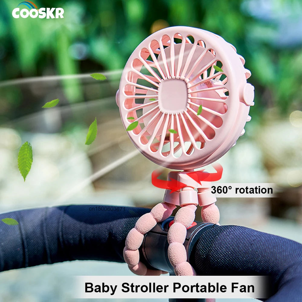 Baby Stroller Portable Fan Mini Octopus Flexible Tripod Winding