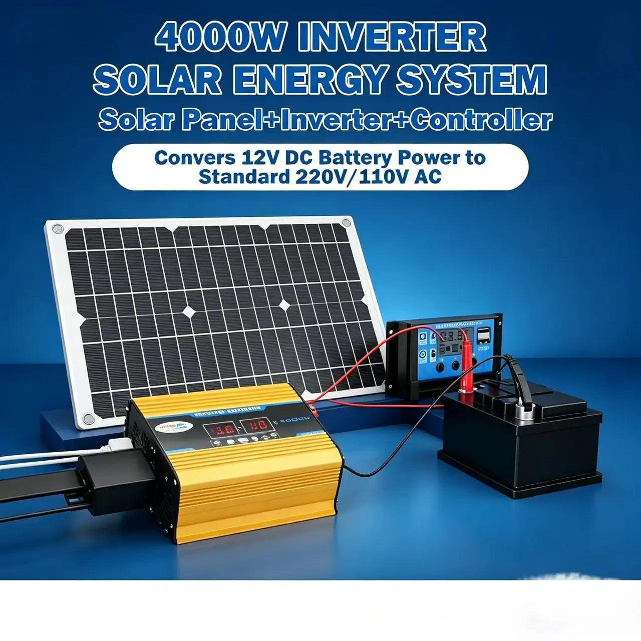 4000W Solar Inverter 600W Panel 100A MPPT Charge Controller 220V AC Zpaxo