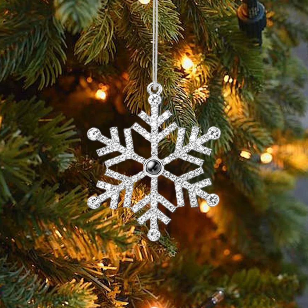 Hanging Snowflake Projection Pendant Photo Christmas Ornaments Gifts