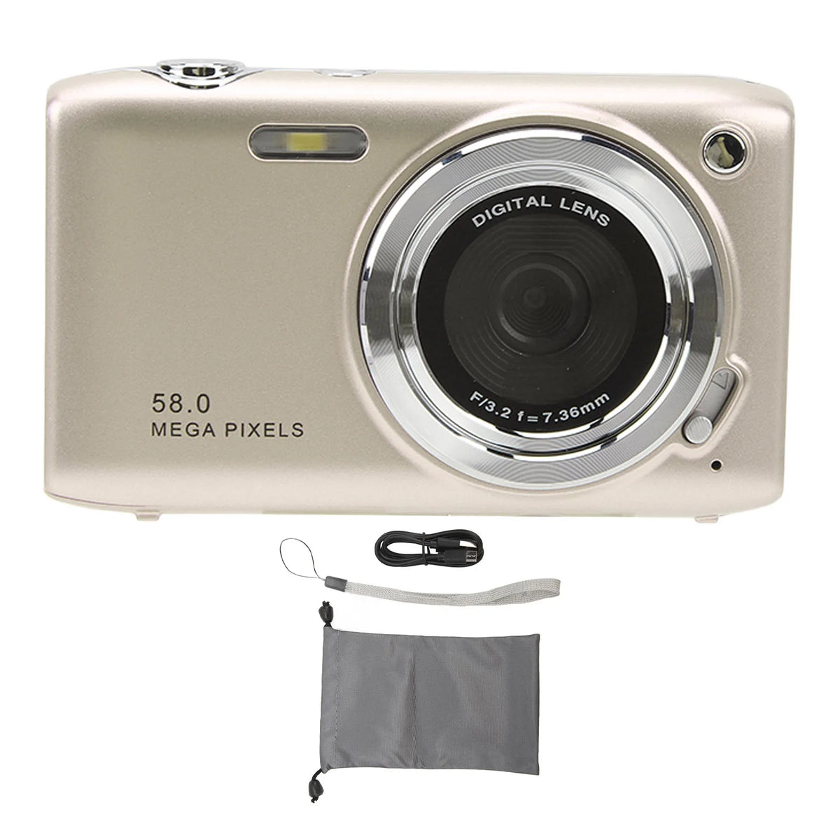 4K Digital Camera Screen 58MP HD 16X Zoom Fixed Focal Macro Timed Zpaxo Gold