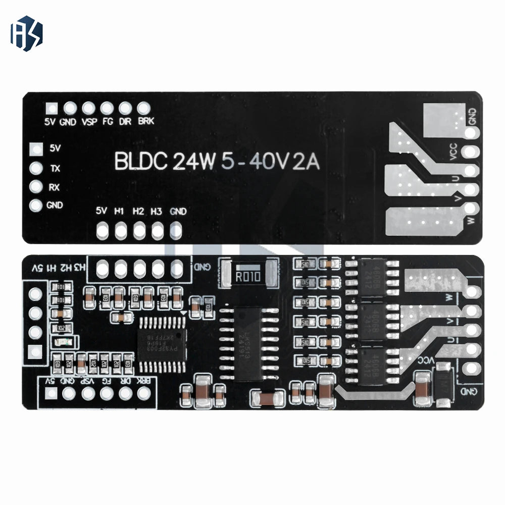 BLDC-24W 5V-40V 2A Inductive Brushless Motor Driver Module - Hall-Controlled 3-Phase PWM Drive Zpaxo
