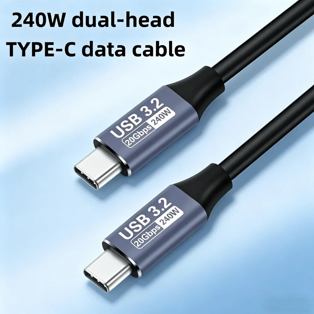 240W USB C to C 3.2 Gen2 Cable 20Gbps 48V 5A 4K 60Hz QC 3.0 Fast Charging Data Cord for MacBook Pro Samsung Xiaomi SSD Laptop Zpaxo