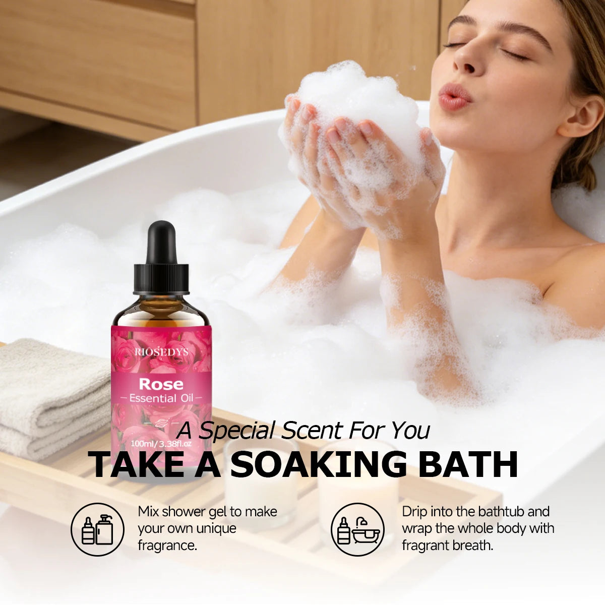 ROSE ESSENTIAL OIL Suitable Massage Skincare Deeply Nourishes Zpaxo