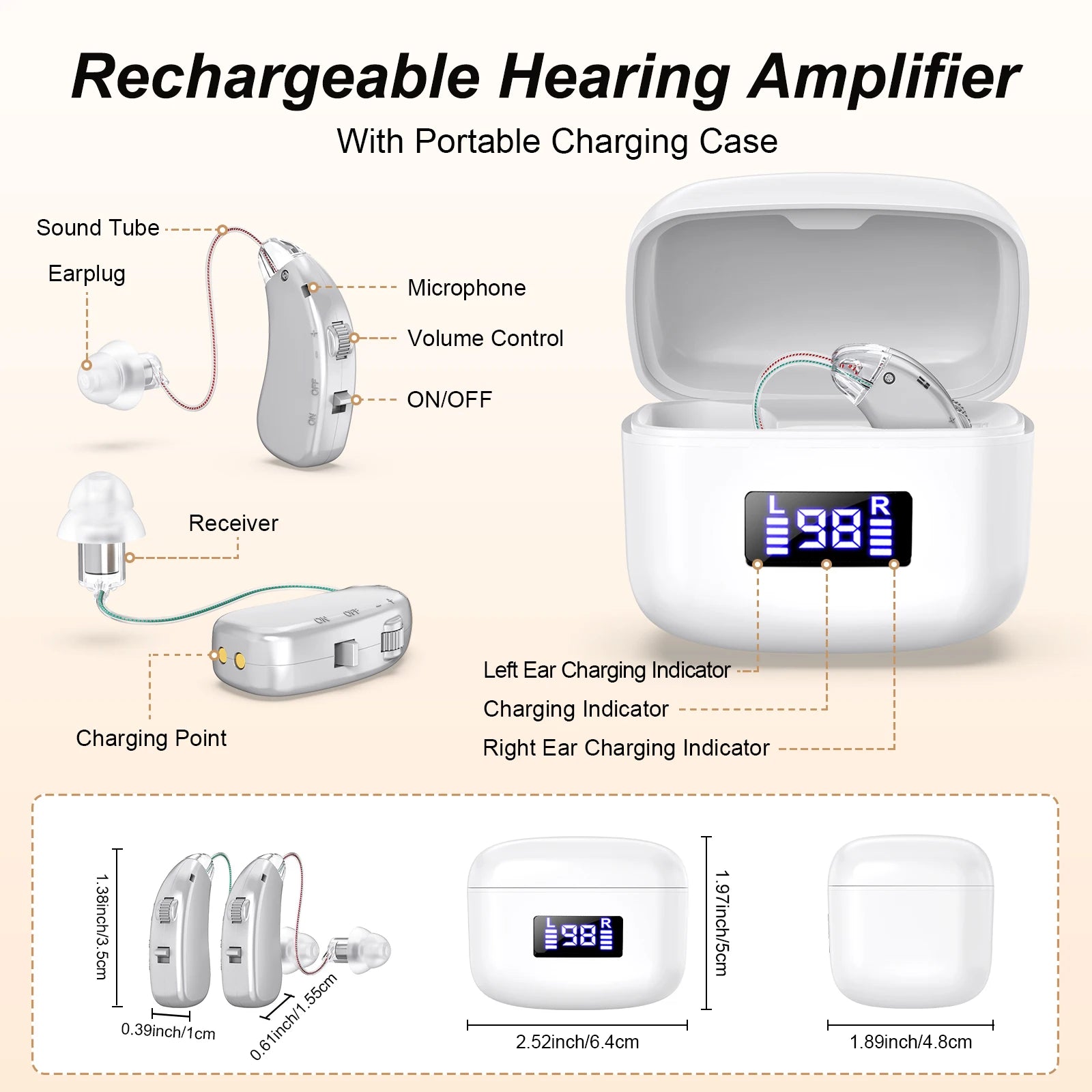 Hearing Amplifiers Earbud In-ear Enhancer Sound Voice Rechargeable