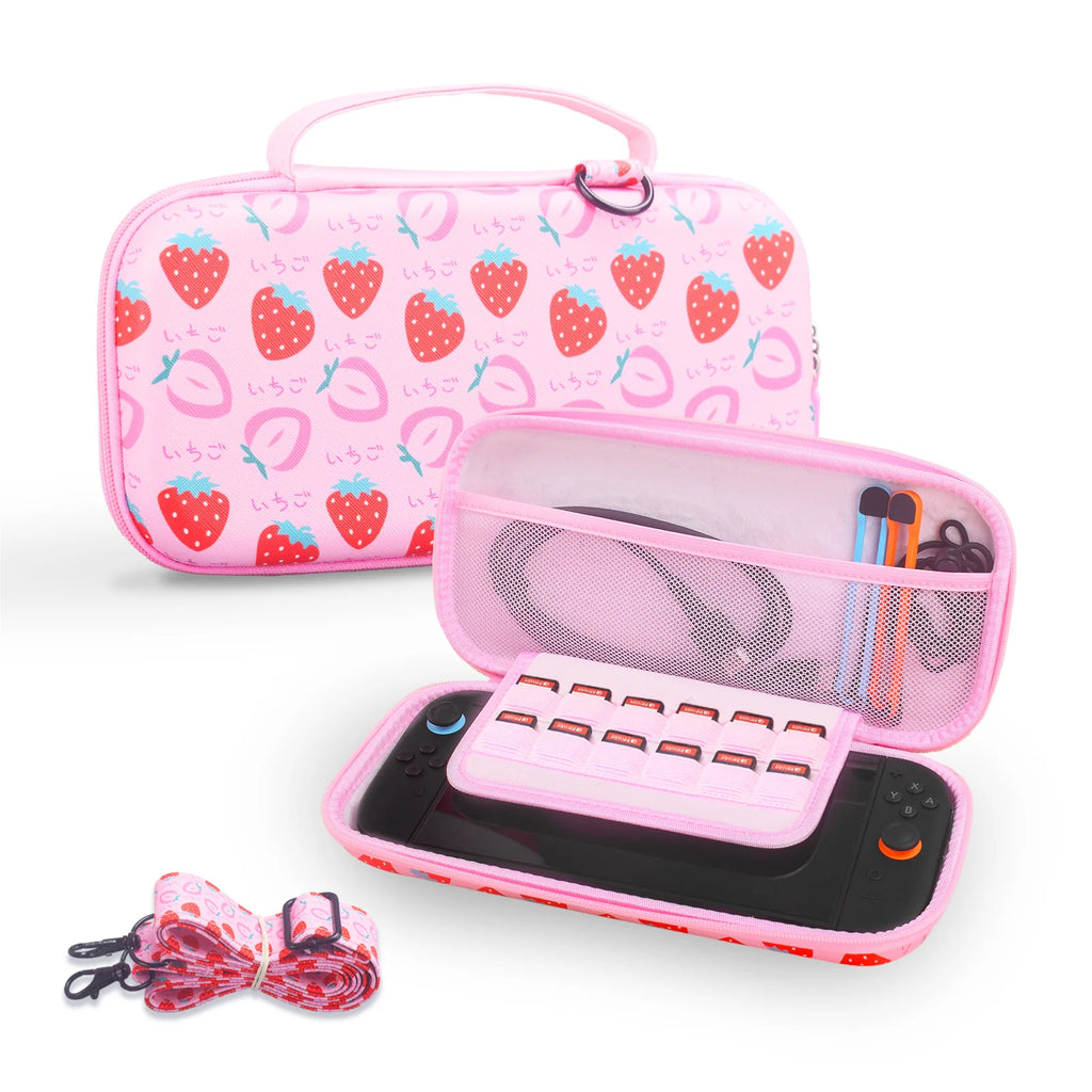 Travel Carrying Case Portable Carry Case Hard Case Pouch for Switch 2 Console & Storage Bag strawberry leaf themed accessories Zpaxo