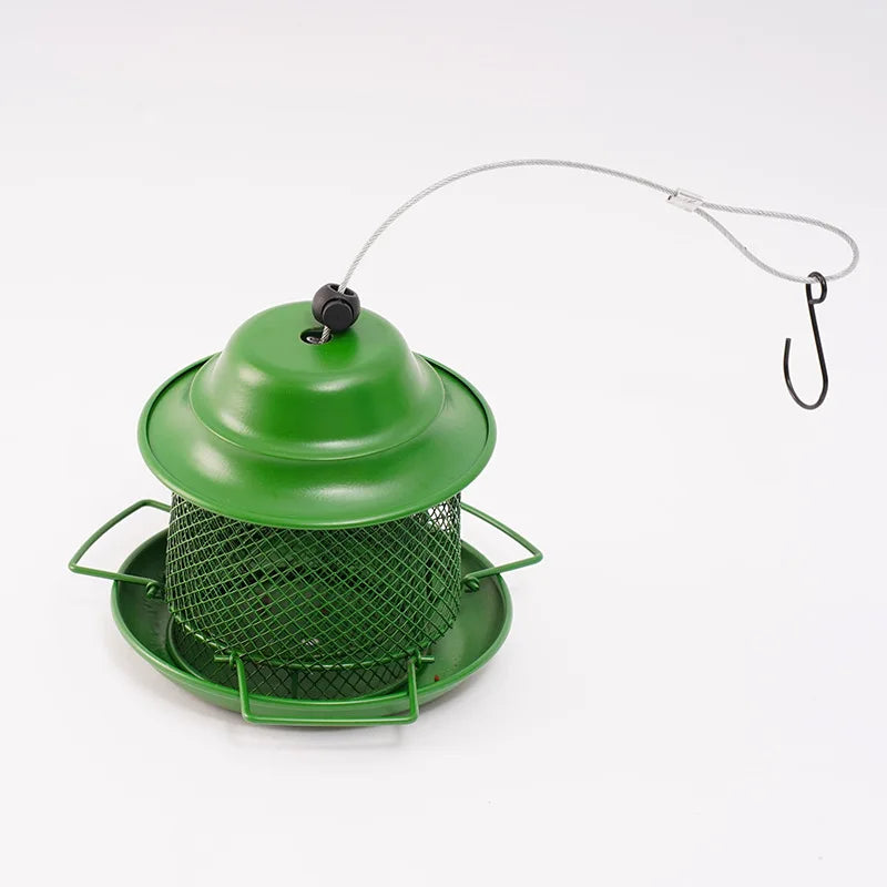 Hot selling iron bird feeders for outdoor gardens balconies green metal suspended retractable bird feeders Zpaxo