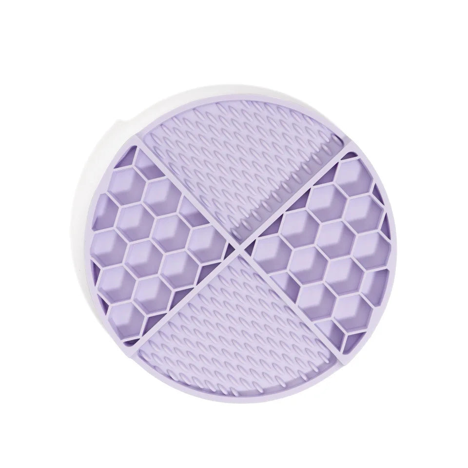 Honeycomb pet slow food bowl pet utensil slow food pad dog suction cup silicone licking pad anti choking slow dog licking pad Zpaxo PURPLE