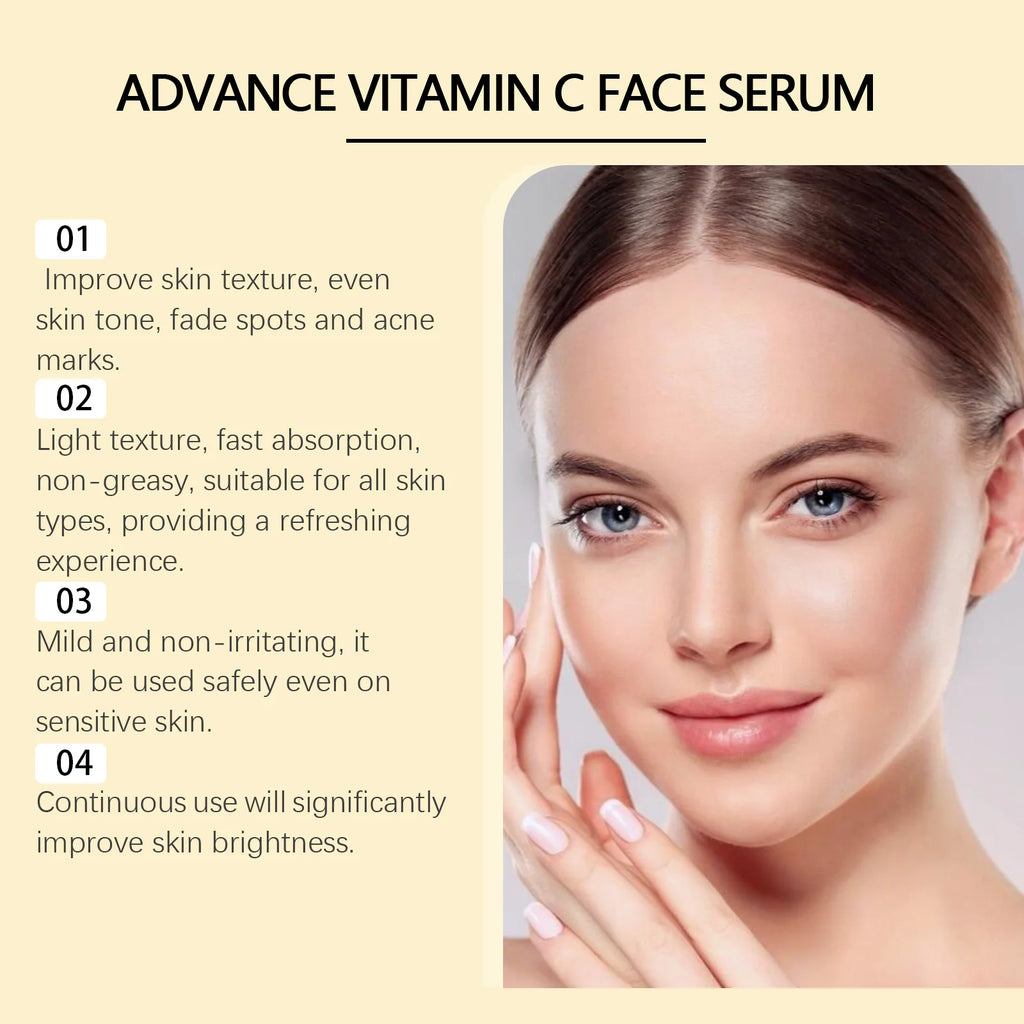 Advance Vitamin C Face Serum Dark Spot Corrector Brightening Facial Skin Even Skin Tone Moisturizing Smoothing Essence Beauty Zpaxo
