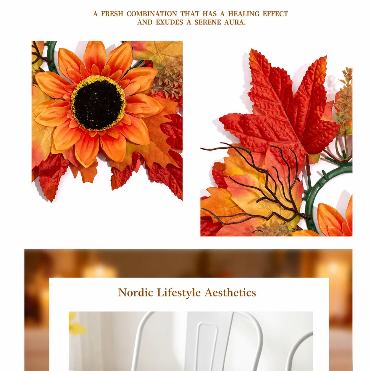 Fall Sunflower Maple Candle Ring Wreath | Artificial Autumn Decor