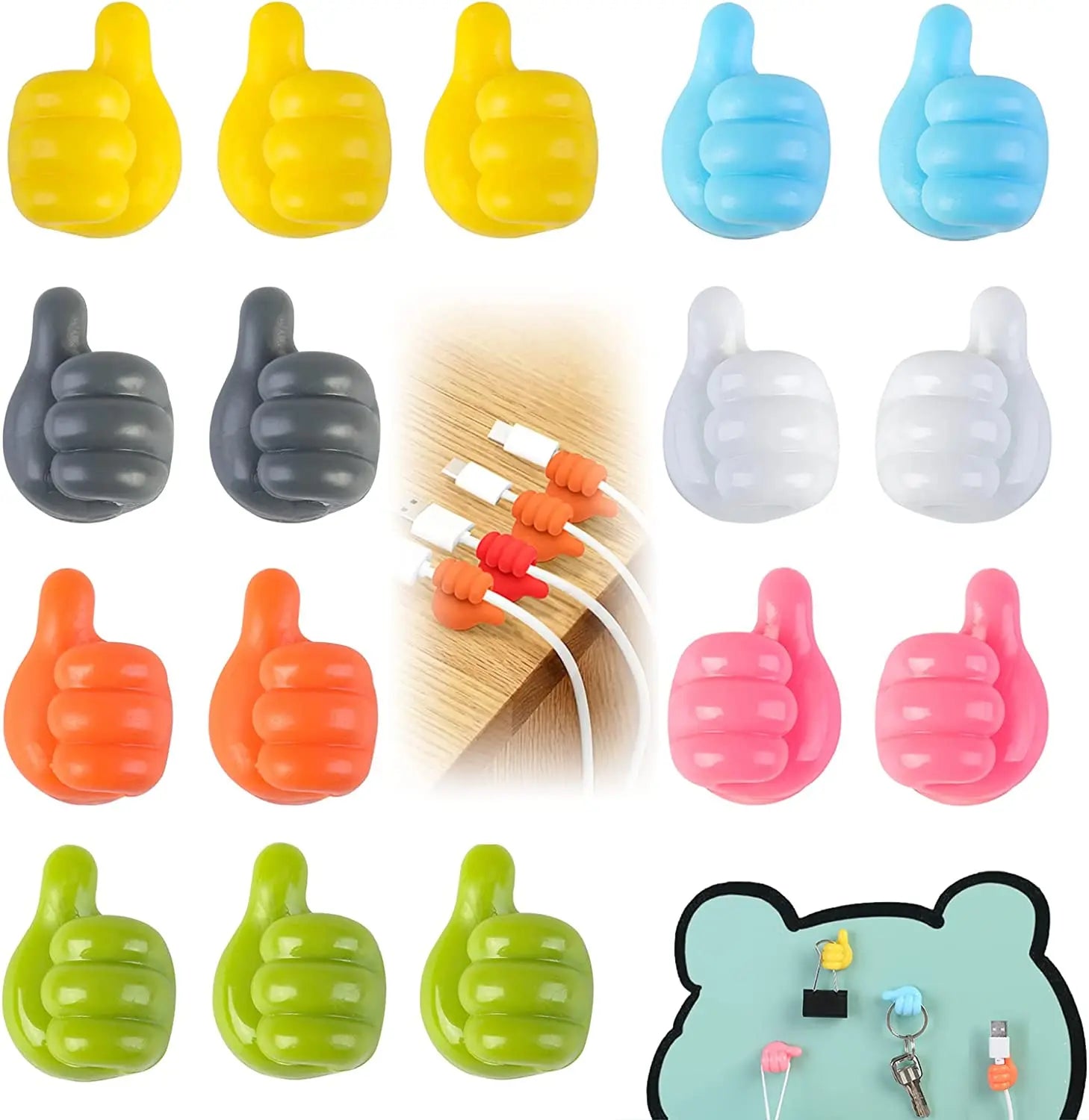 Thumb Self-adhesive Cable Clip Silicone USB Holder Organizer Wire Zpaxo