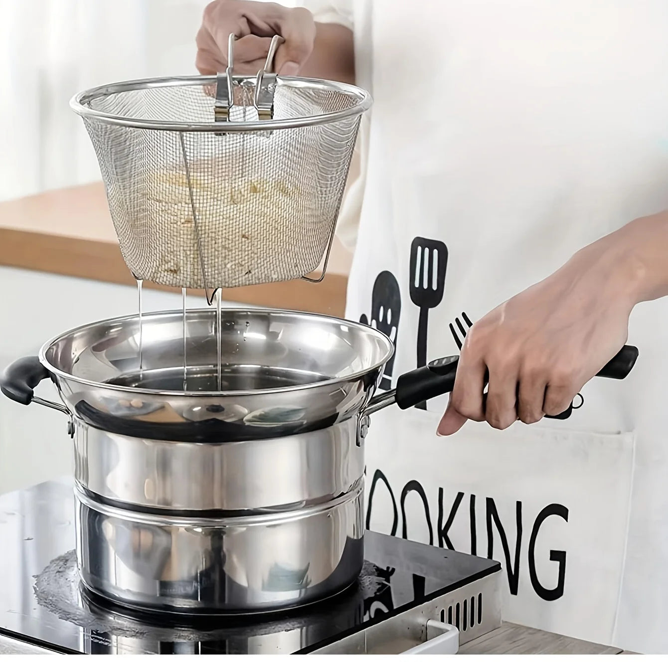 Multi Functional Stainless Steel Lo Mein Scoop Deep Fried Mesh