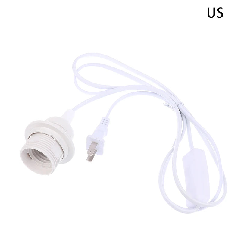 1 8M EU US Plug E27 Full Teeth Lamp Base Holder Power Cord Hanging Zpaxo US White