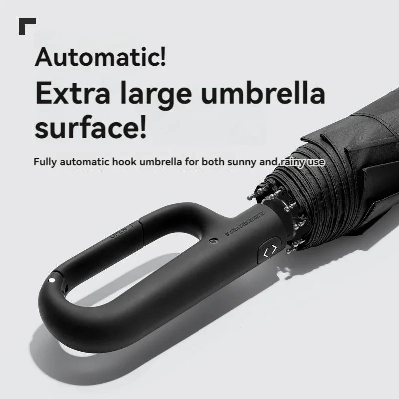 Fully Automatic Umbrella for Men And Women with Ring Buckle Design Large Rib Strong Sunshade Double Umbrella Folding Compact Zpaxo
