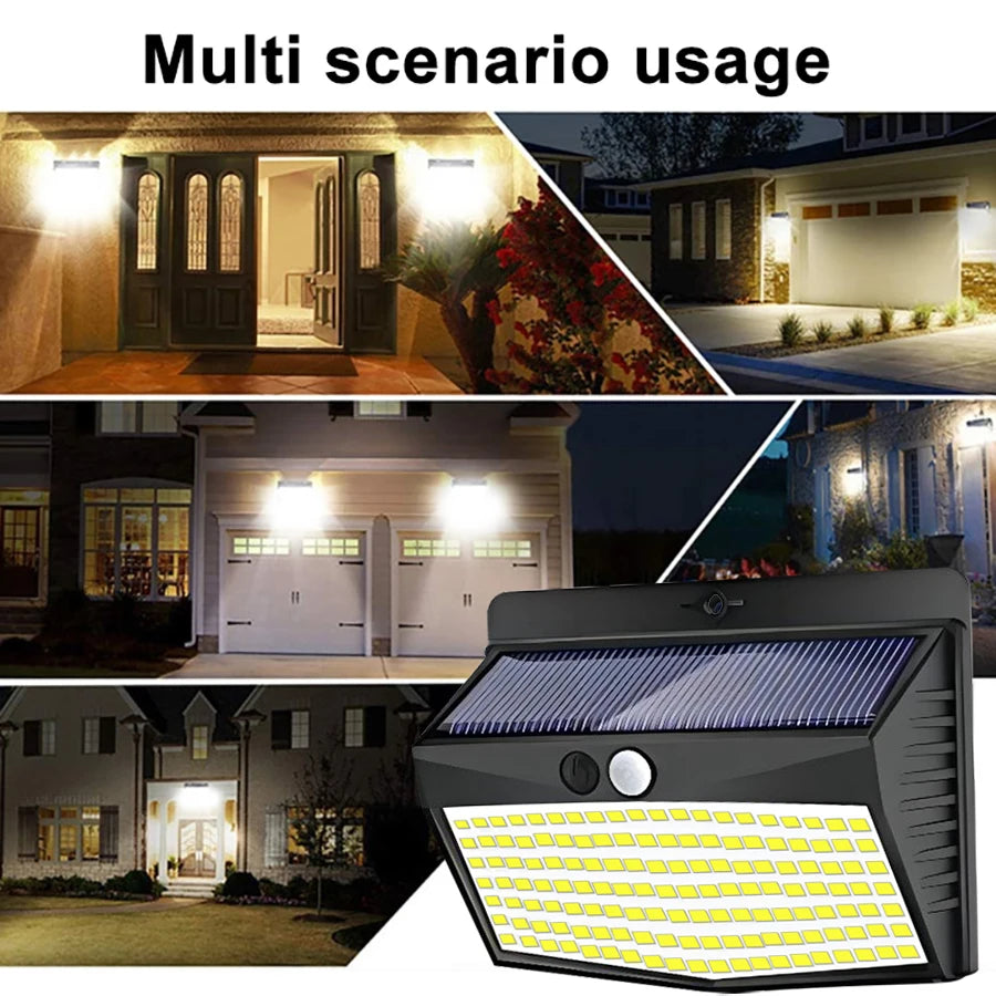 Solar Motion Lights Outdoor 468/176LED 3 Modes Solar Fence Lights Waterproof Solar Security Lights Yard Door Patio Garage Step Zpaxo