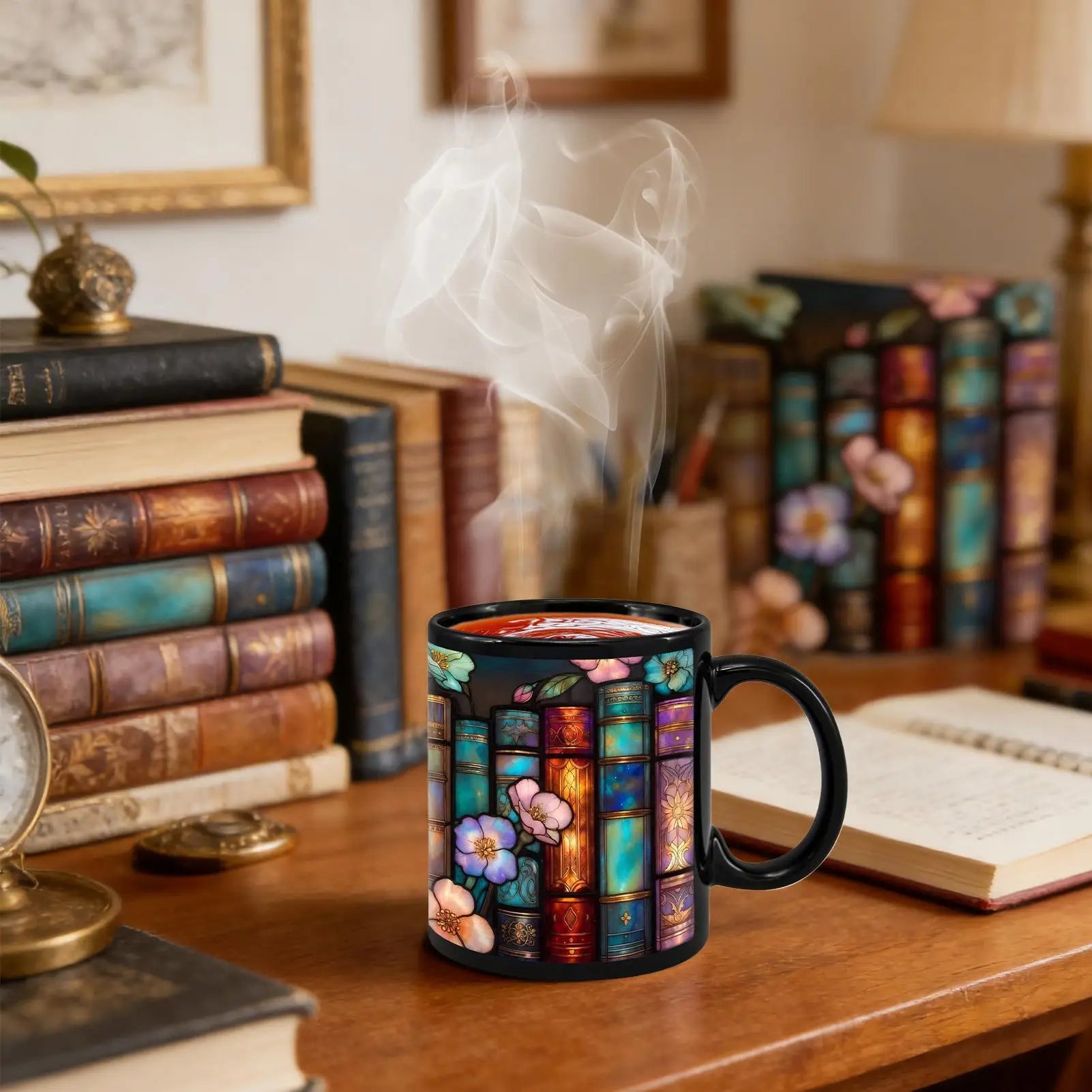 Bookshelf Mug Ceramic Coffee Cup Novelty Tea Handle Reader Drinkware