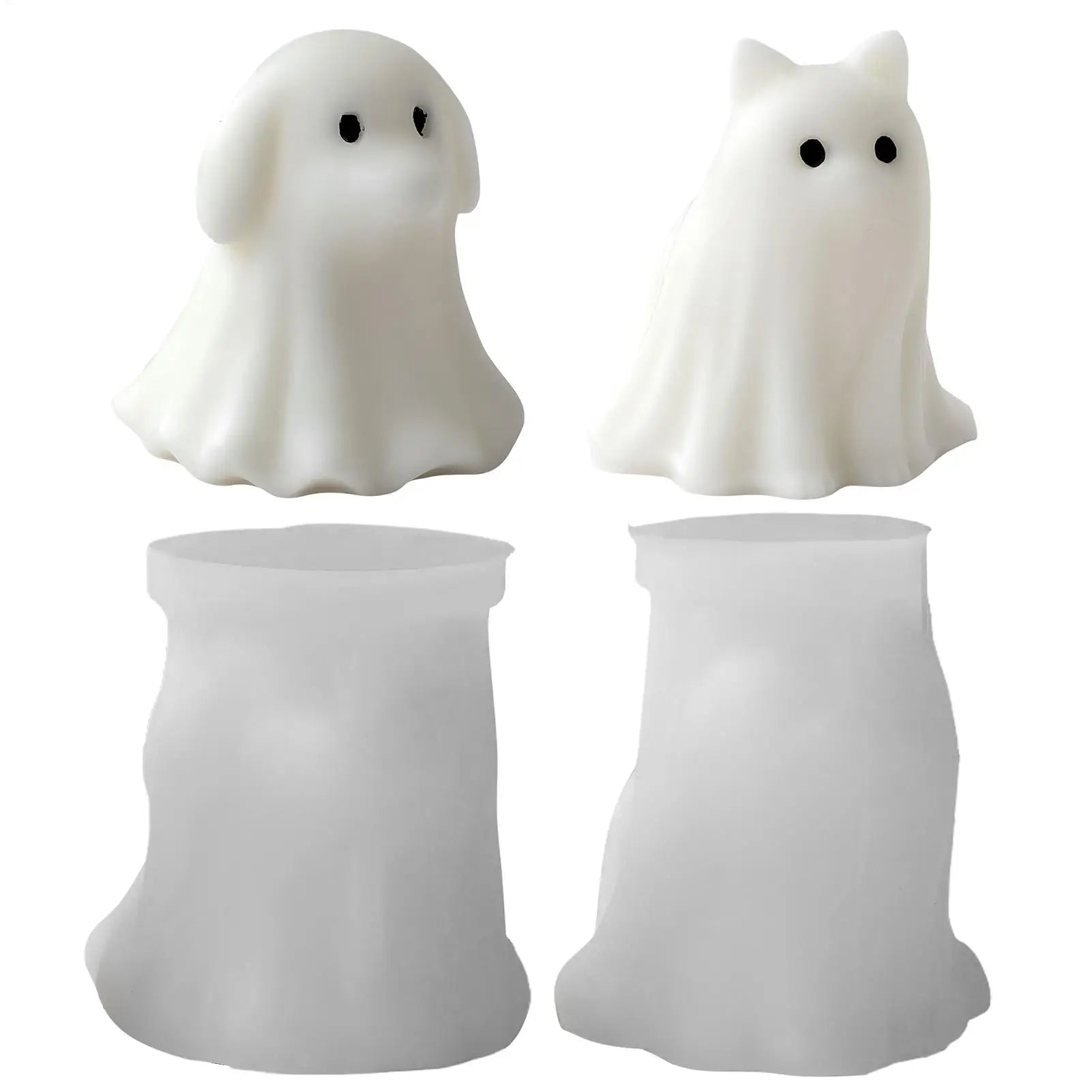 Cute Ghost Puppy Kitten Silicone Molds DIY Halloween Candle Making