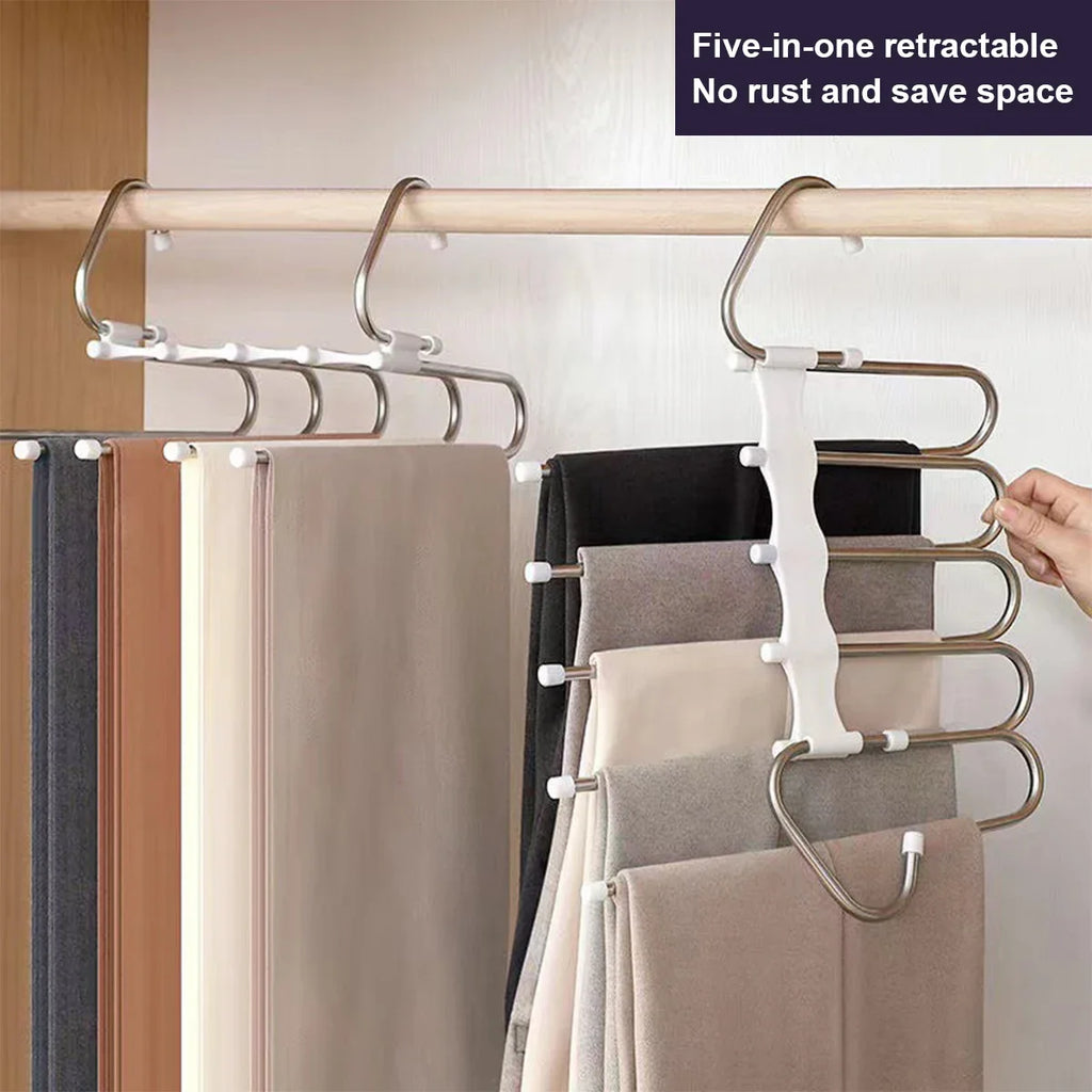 Stainless Steel Retractable Trouser Rack Folding Multi-functional