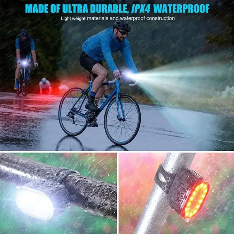 USB Rechargeable Bike Light Set – LED Front & Rear MTB Lights